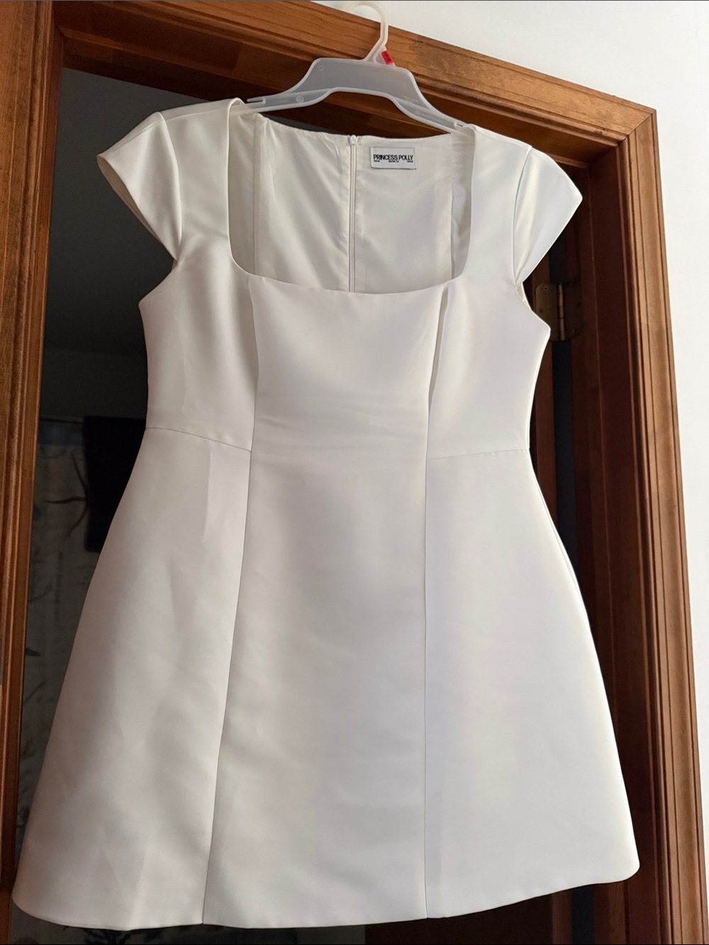 Princess Polly White Square-Neck Cap-Sleeve Mini Dress